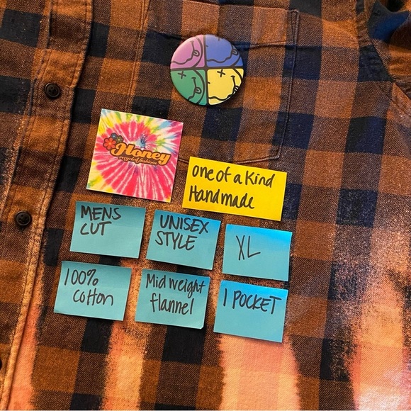 Nirvana Band Flannel Shirt Mens Unisex XL Shacket Buffalo Plaid Upcycled Brown - Picture 8 of 10